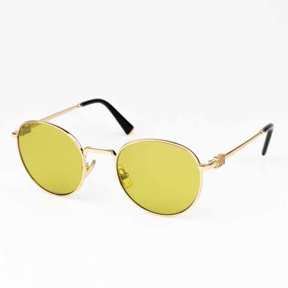 NEW Miu Miu MU55ZS 5AK07O Gold Olive Green Round Unisex Sunglasses 0MU 55ZS - Picture 6 of 12